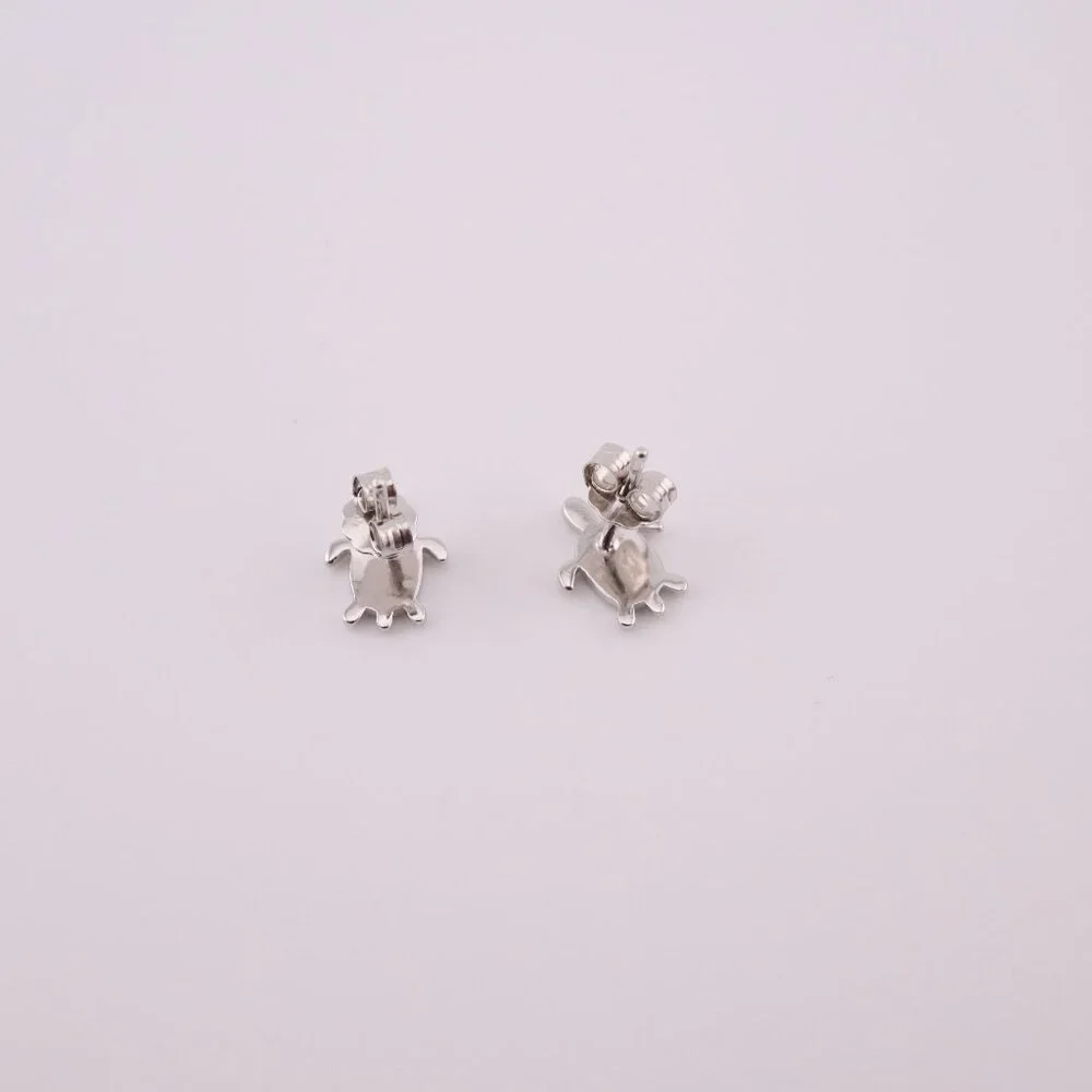 Women's Sterling Silver Jewelry Turtle Stud Fashion Earrings with Opal Accents**